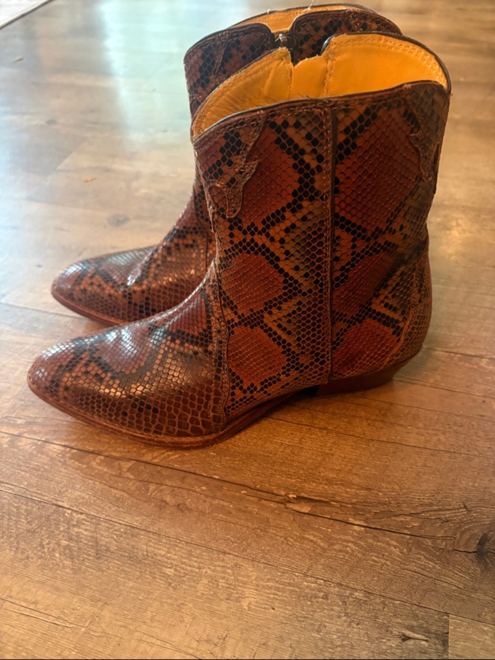 Free People Women’s Brown Snakeskin Print Ankle Boots